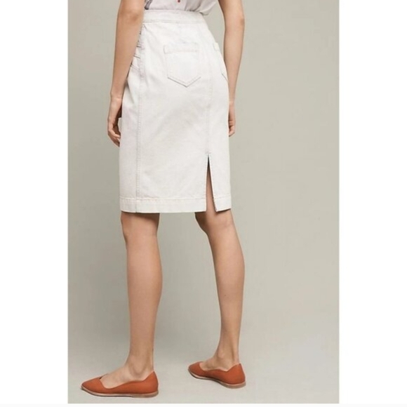 Pilcro and the Letterpress Cream Front-Zip Pencil Skirt - Picture 2 of 6